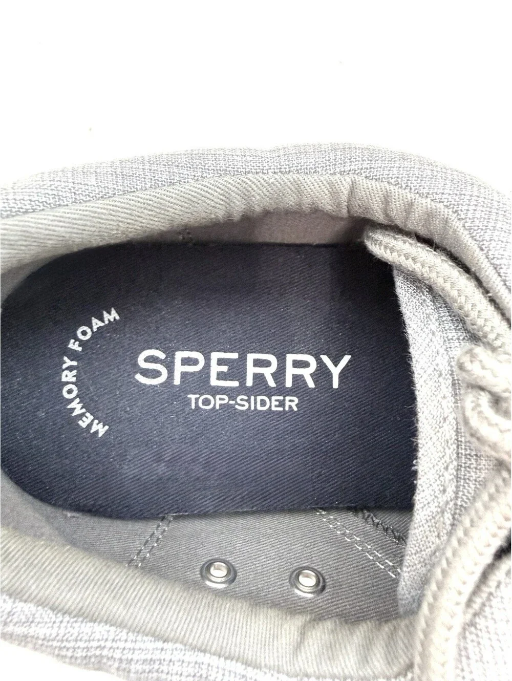 Sperry Top-Sider Men’s 9 Gray Canvas Lace Up Sneakers Memory Foam Casual
